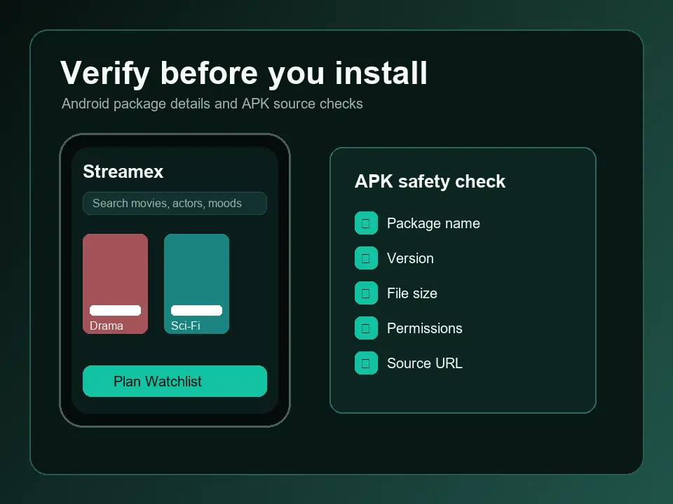 Streamex Android download verification checklist